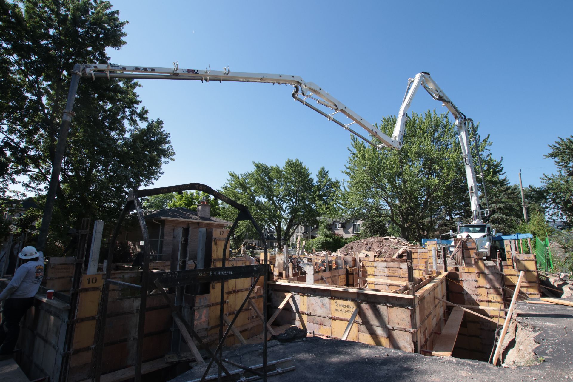 Custom home concrete foundation pour on a GTA jobsite
