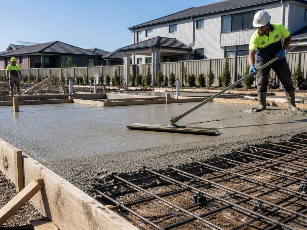 Concrete slab pour with under-slab drainage rough-in